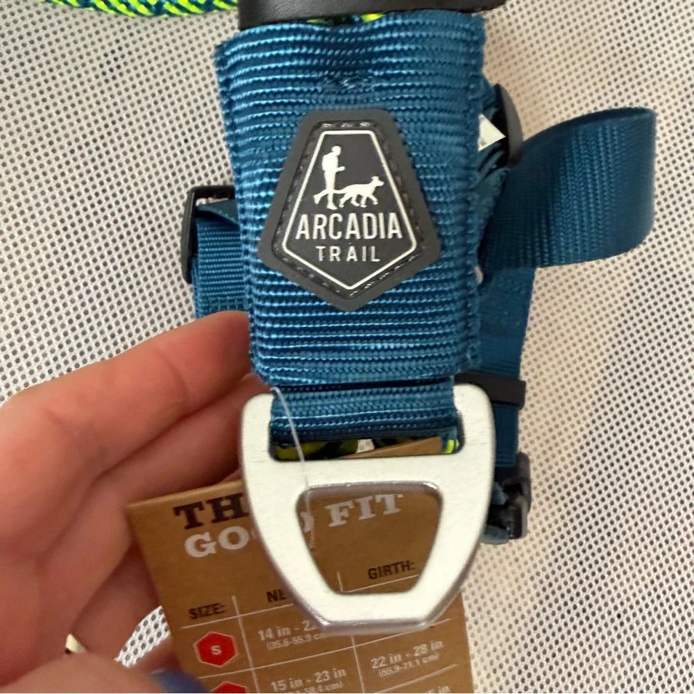 NWT Arcadia Trail Rope Dog Harness XL Blue Neon Step-In Adjustable Hike Camping